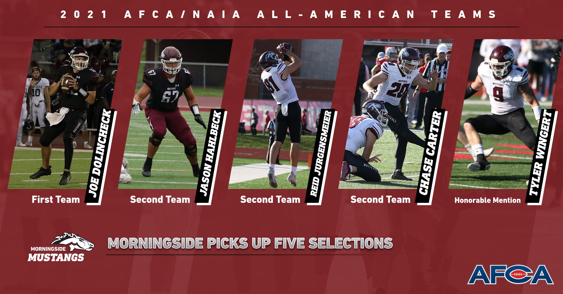 Dolincheck first team selection headlines Mustangs' AFCA/NAIA recognitions