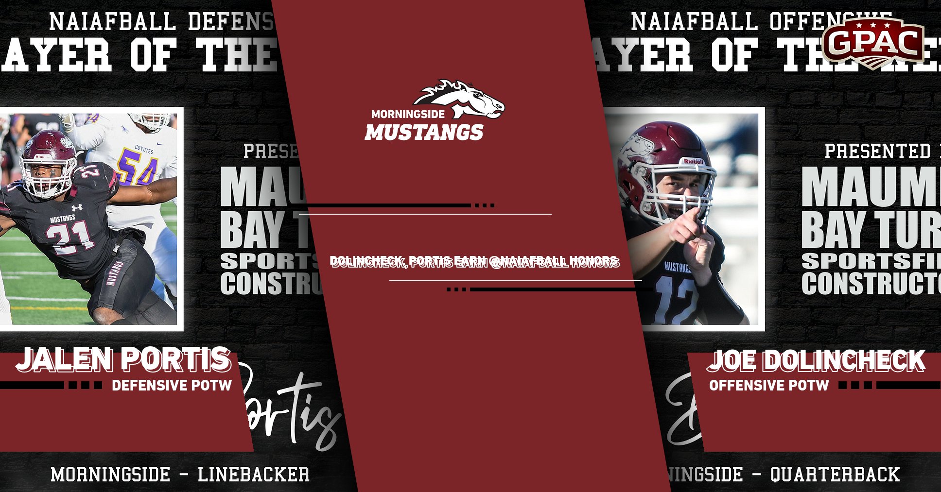 Dolincheck, Portis recognized by @NAIAFBALL