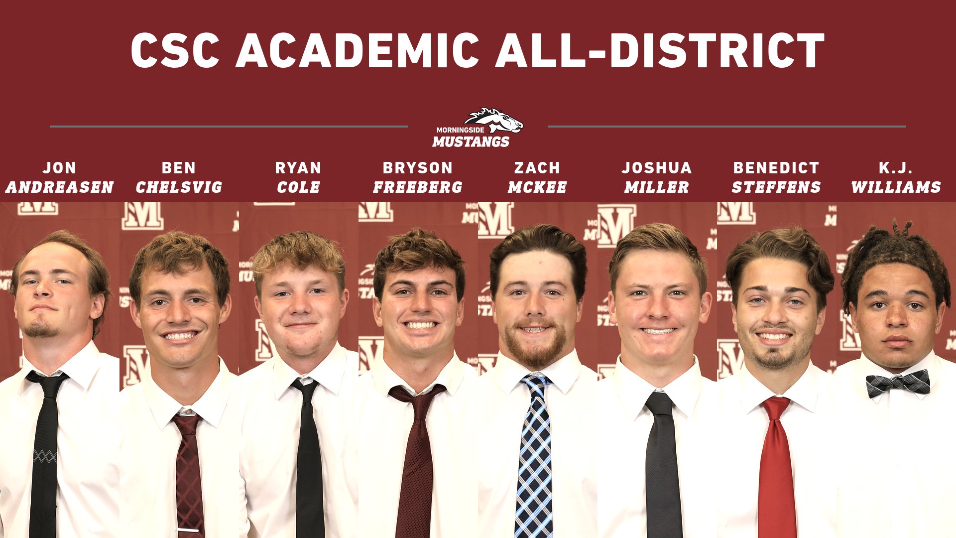 Andreasen, Chelsvig, Cole, Feeberg, McKee, Miller, Steffens, Williams named Academic All-District