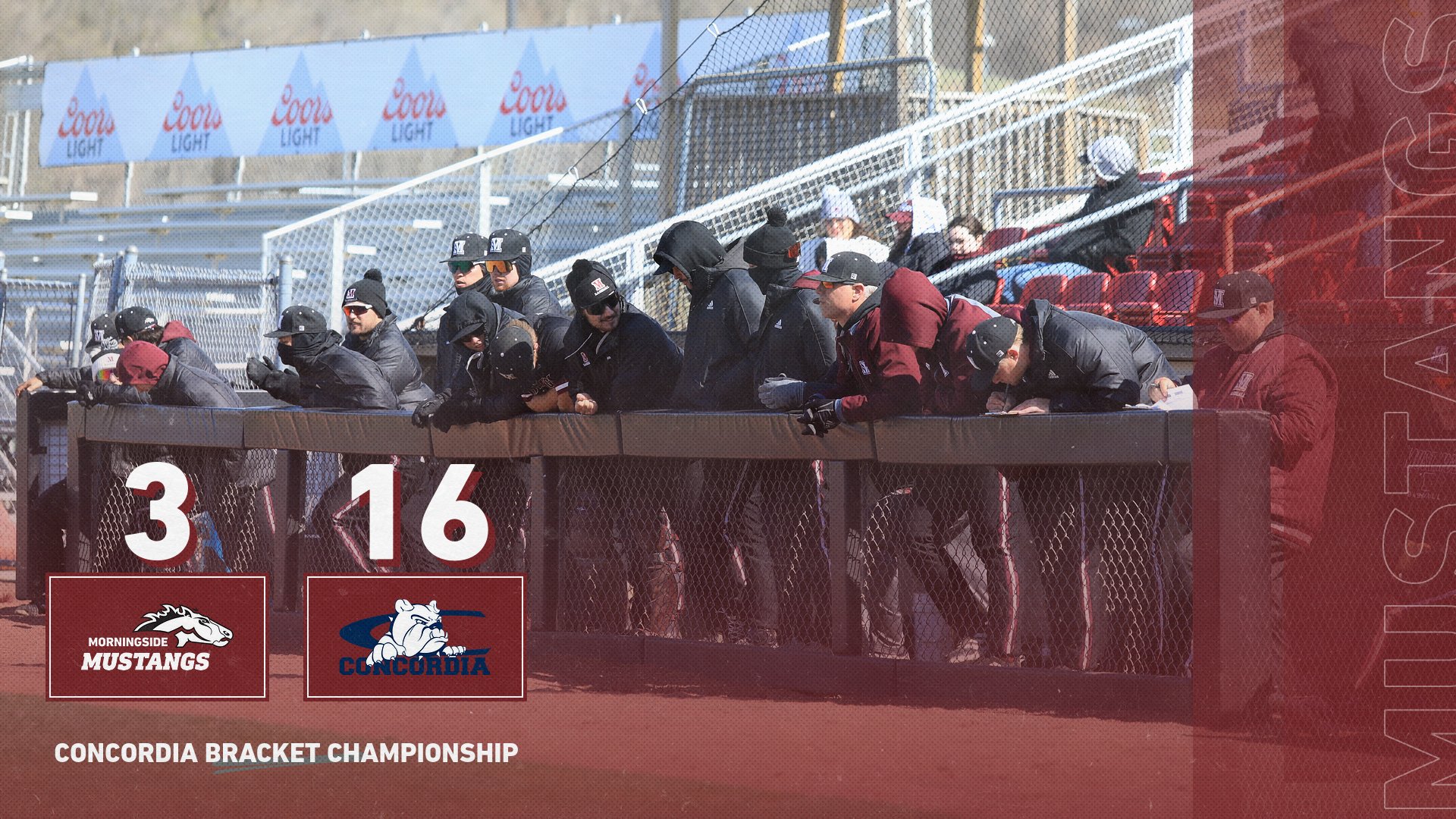 Mustangs fall to Concordia in bracket championship, 16-3