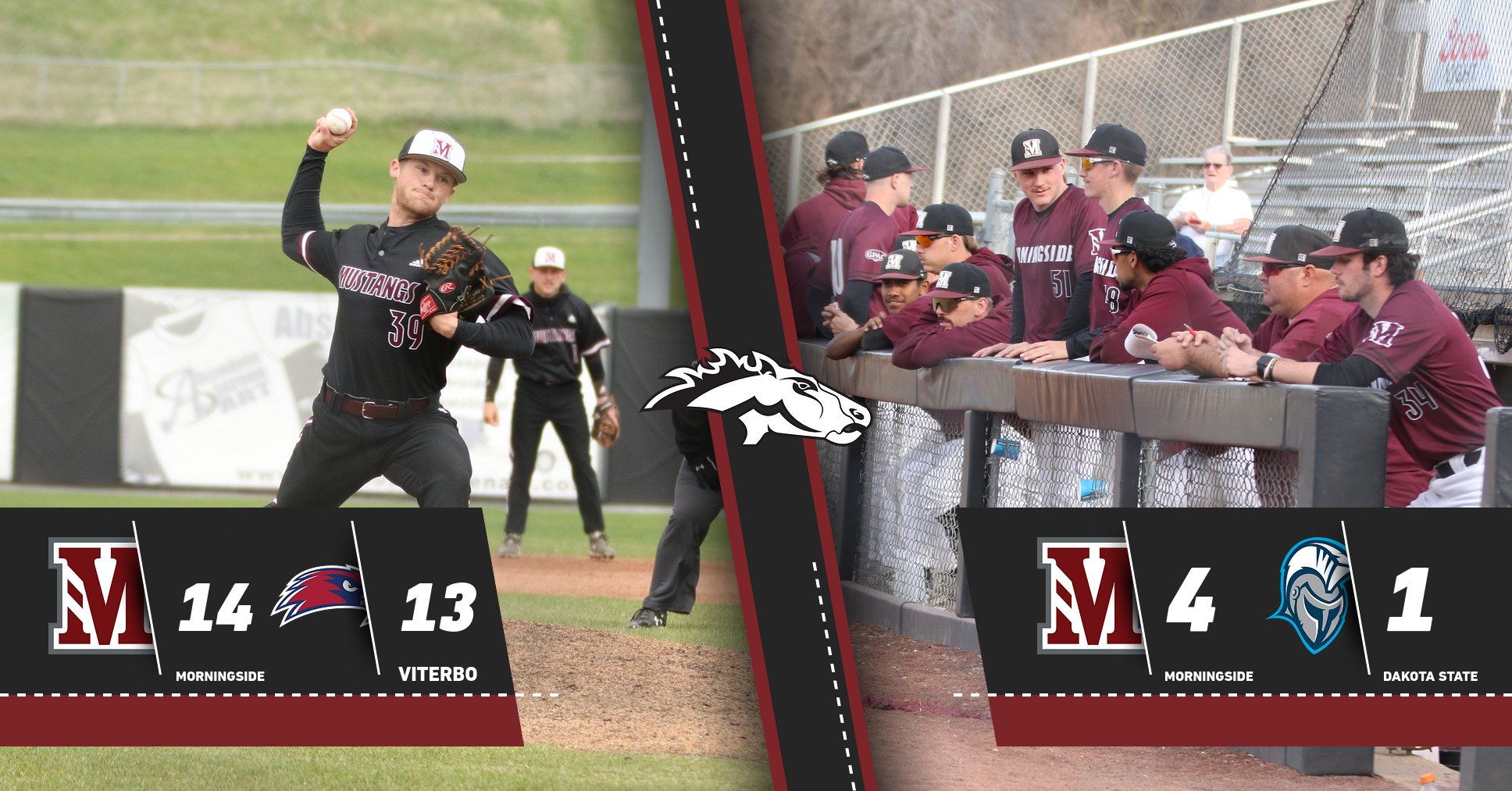 Mustangs sweep opening day doubleheader