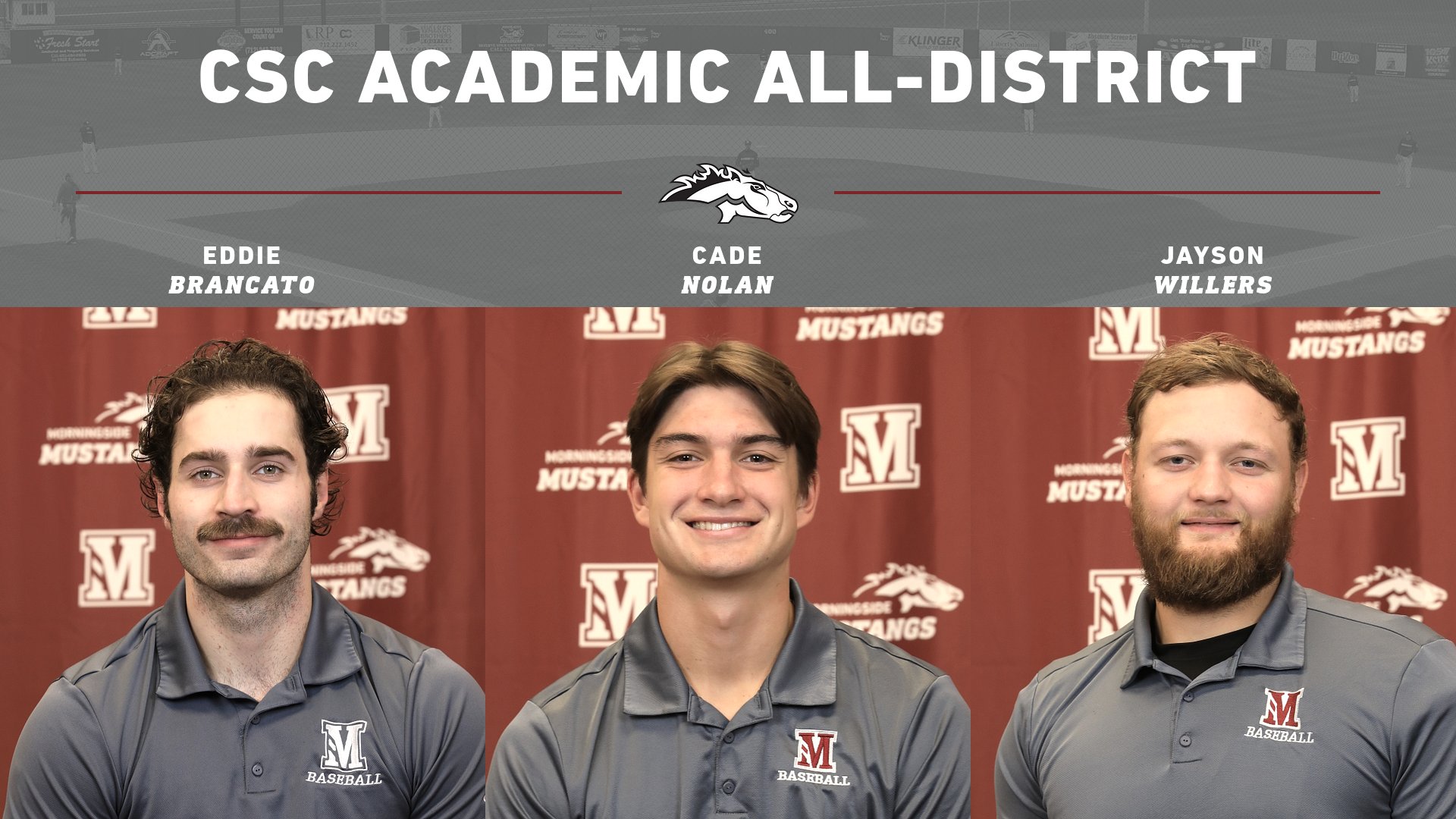 Three Mustangs named to baseball Academic All-District team